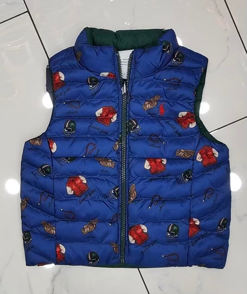 Polo Ralph Lauren Kids Blue Allover Print/Green Reversible Vest (2T-7) - Unique Style