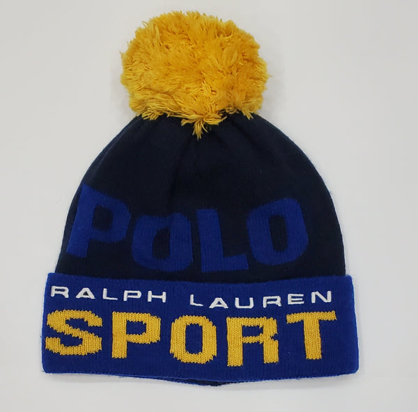 Nwt Polo Ralph Lauren Navy/Royal Blue/Yellow Polo Sport Spellout Skully - Unique Style