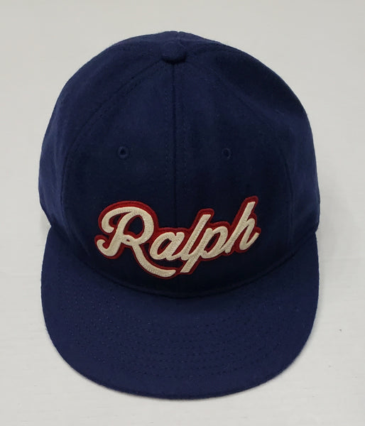 Nwt Polo Ralph Lauren Navy Ralph Felt Patch Adjustable Leather Strap Hat - Unique Style