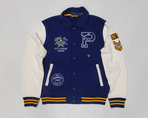 Nwt Polo Ralph Lauren Navy/Cream Tennis 'P' RL Athl Div Baseball Jacket - Unique Style
