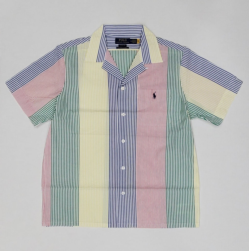 Nwt Polo Ralph Lauren Stripped Seersucker Classic Fit Short Sleeve Button Up