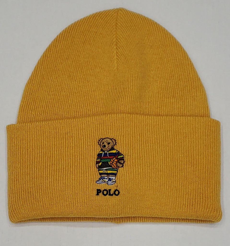 Nwt Polo Ralph Lauren Yellow Striped Hoodie Teddy Bear Embroidered Skully