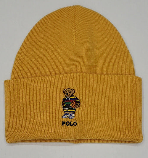 Nwt Polo Ralph Lauren Yellow Striped Hoodie Teddy Bear Embroidered Skully - Unique Style