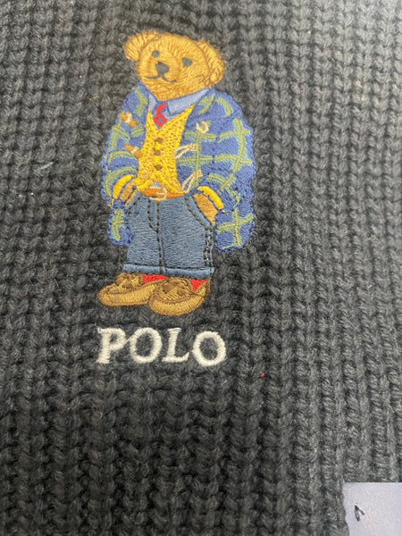 Nwt POLO RALPH LAUREN Black Prep Suit Bear Scarf - Unique Style
