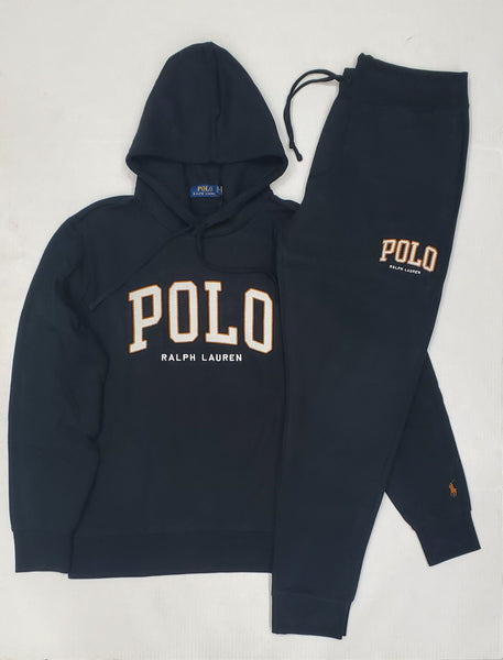 RUNTZ black sweatsuit featuring a comfortable hoodie and matching joggers, casual athletic style, front view.