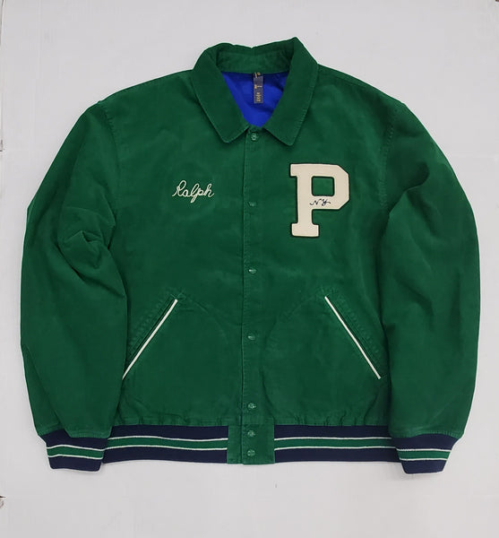 Nwt Polo Ralph Lauren Reversible Green Bronx Lions /Royal Blue Tiger Satin Jacket - Unique Style