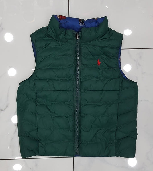 Polo Ralph Lauren Kids Blue Allover Print/Green Reversible Vest (18-20) - Unique Style