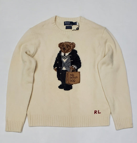 Nwt Polo Ralph Lauren Beige Big Brown Bag Teddy Bear Wool Sweater - Unique Style