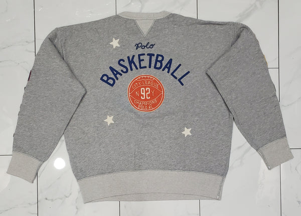 Nwt Polo Ralph Grey Basketball Patches Classic Fit Sweatshirt - Unique Style