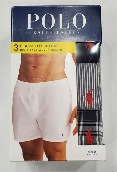 Polo Ralph Lauren Big and Tall Classic Fit 3 Pack Woven Striped Boxers - Unique Style