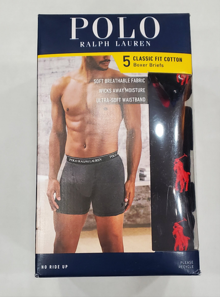 Polo Ralph Lauren Classic Fit 5 Pack Boxer Briefs (Black) - Unique Style