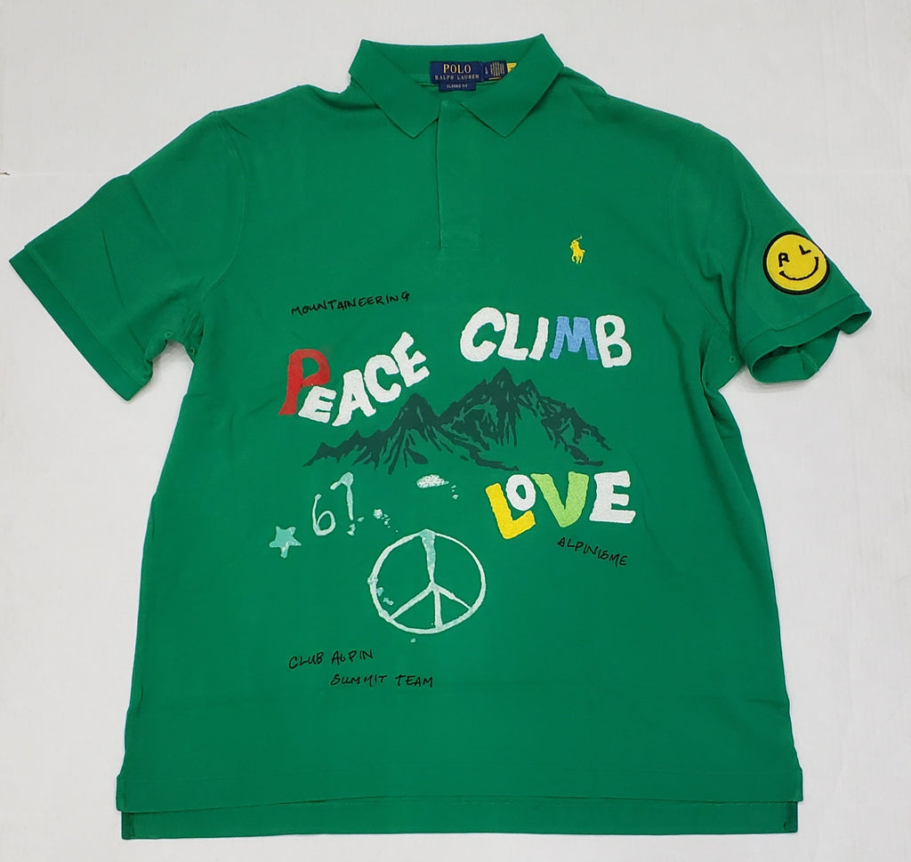 Nwt Polo Ralph Green Peace Climb Love Classic Fit Polo