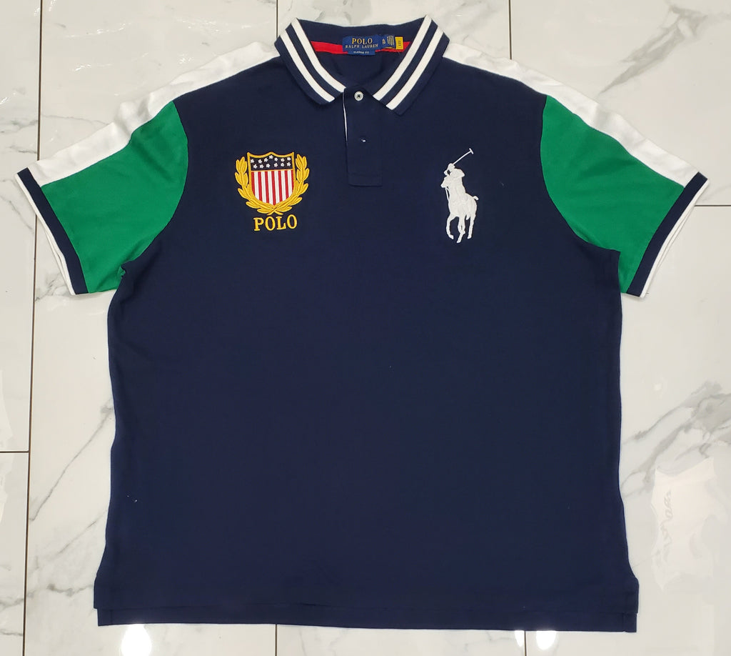 Nwt Polo Ralph Lauren Green/Navy Shield Classic Fit Polo