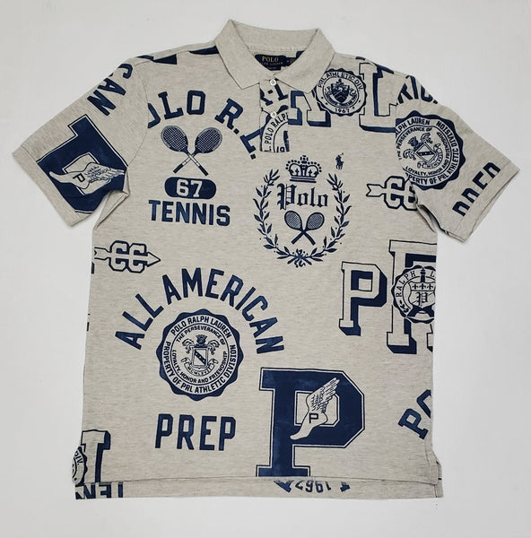 Nwt Polo Ralph Grey Allover Graphic Allover Mesh Classic Fit Polo - Unique Style