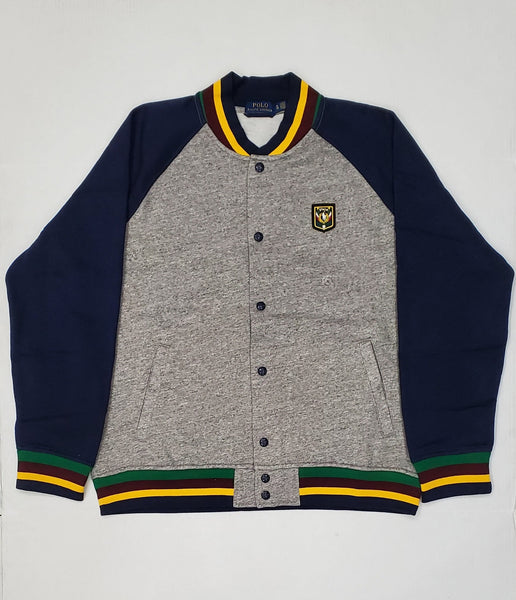 Nwt Polo Ralph Lauren Grey/Navy Uni Crest Fleece Jacket - Unique Style