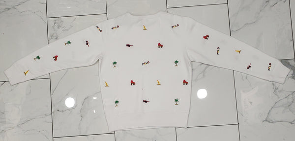 Nwt Polo Ralph Lauren Women's White Allover Embroidered Sweatshirt - Unique Style