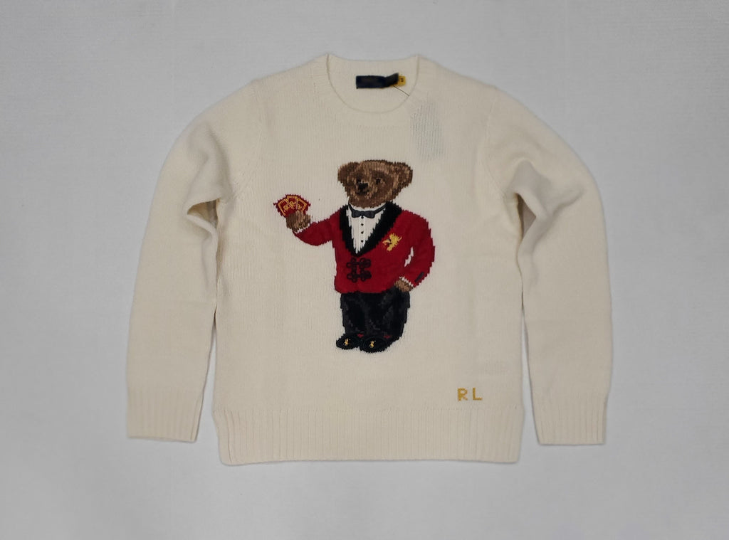 Nwt Polo Ralph Lauren Women's Cream Lunar New Year Wool Teddy Bear Sweater