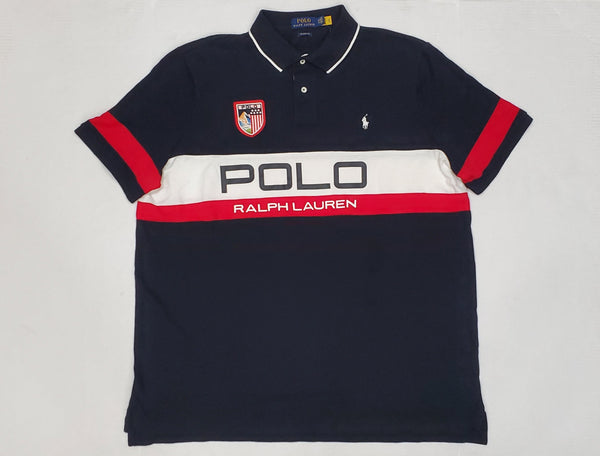 Nwt Polo Ralph Lauren Black/White/Red USA Alpine Patch Classic Fit Polo - Unique Style