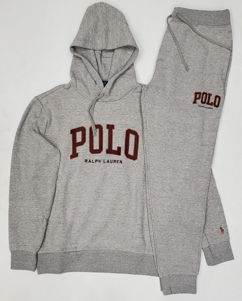 Nwt Polo Ralph Lauren Grey Spellout Logo Fleece Sweatsuit