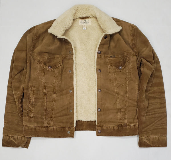 Nwt Polo Ralph Laure Khaki Fleece Lined Corduroy Trucker Jean Jacket - Unique Style