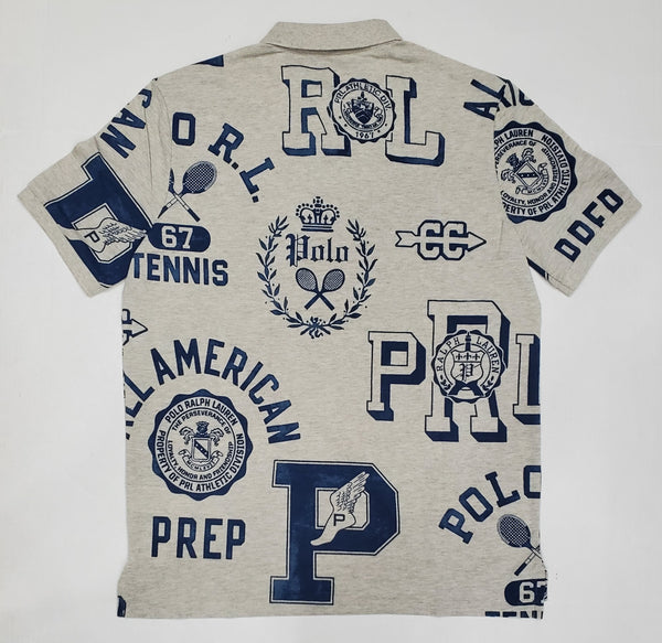 Nwt Polo Ralph Grey Allover Graphic Allover Mesh Classic Fit Polo - Unique Style