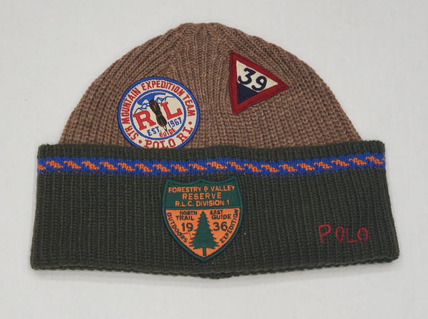 Nwt Polo Ralph Lauren Brown/Olive Expedition Mountain #39 Patches Skully - Unique Style