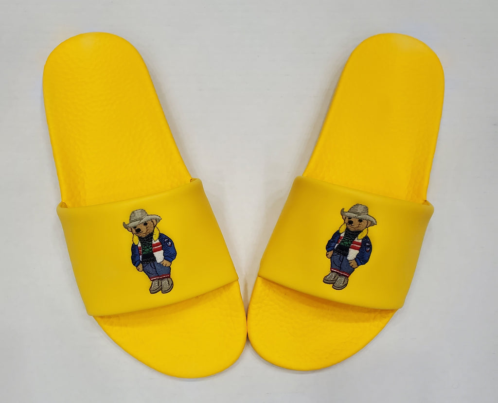 Nwt Polo Ralph Lauren Yellow Cowboy Teddy Bear Slides