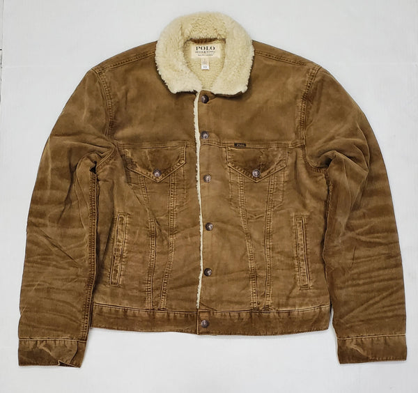 Nwt Polo Ralph Laure Khaki Fleece Lined Corduroy Trucker Jean Jacket - Unique Style