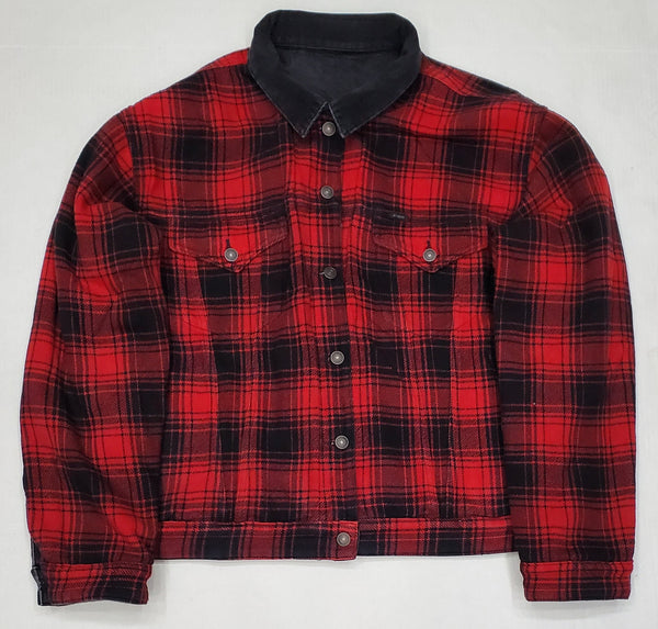 Nwt Polo Ralph Lauren Black/Plaid Reversible Trucker Jean Jacket - Unique Style