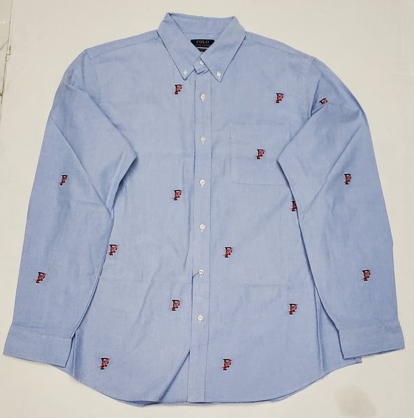 Nwt Polo Ralph Lauren Allover P-Wing Embroidered Classic Fit Long Sleeve Button Up - Unique Style