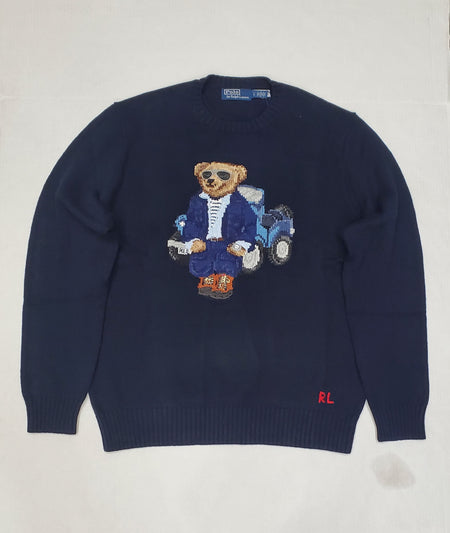 Nwt Polo Ralph Lauren Blue w/Red Horse Shawl Neck Sweater