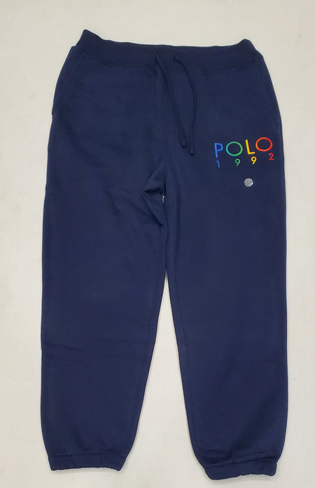 Nwt Polo Ralph Lauren Black Double Knit Script Patch Joggers