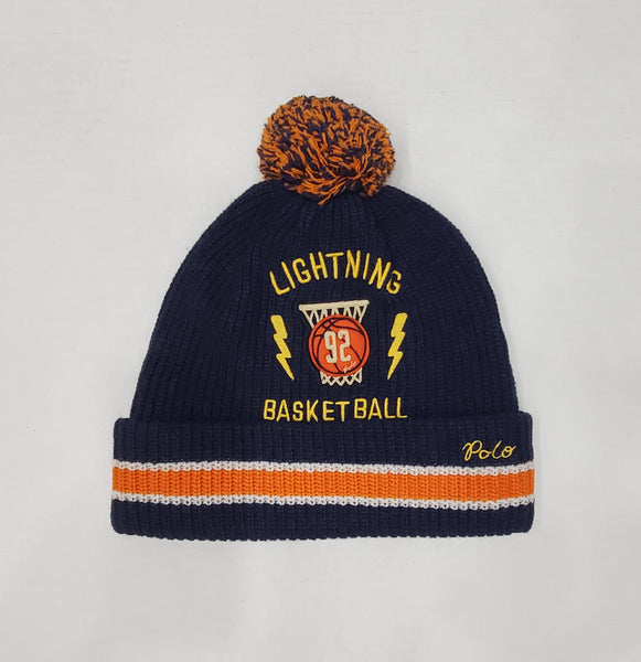 Nwt Polo Ralph Lauren Navy/Orange Lightning 92 Basketball Skully - Unique Style