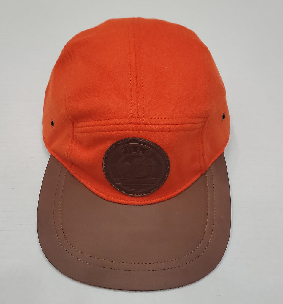 Nwt Polo Ralph Lauren Orange Wool Equestrian Est 1967 Leather Bill Hat
