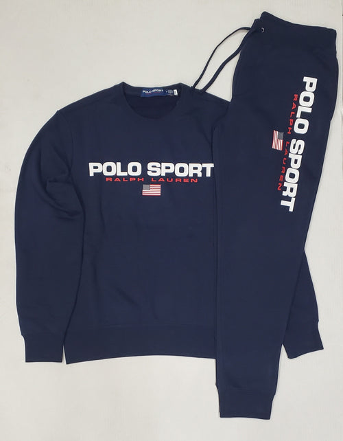 Nwt Polo Ralph Lauren Navy Polo Sport Crew Neck With Matching Joggers - Unique Style