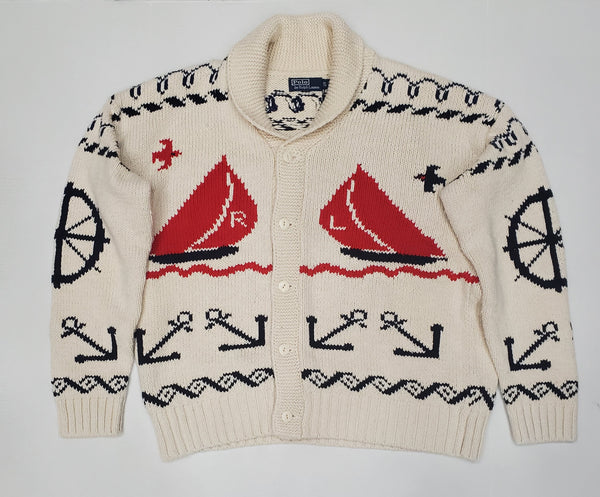 Nwt Polo Ralph Lauren Cream Sailboat Cardigan - Unique Style