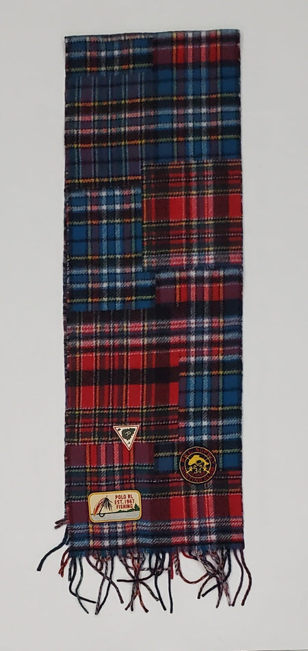 Nwt Lauren Ralph Lauren Navy Crest Patch Cable Knit Scarf