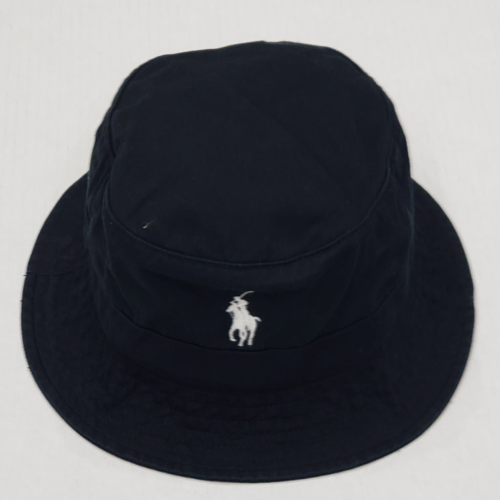Nwt Polo Ralph Black with White Small Pony Bucket Hat