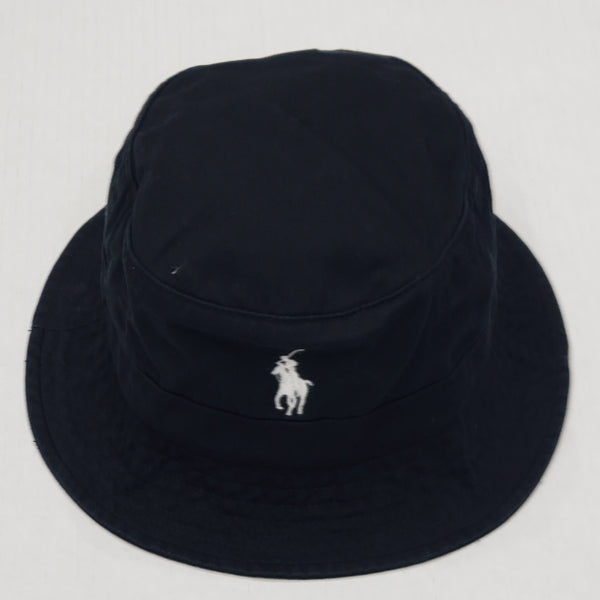 Nwt Polo Ralph Black with White Small Pony Bucket Hat - Unique Style