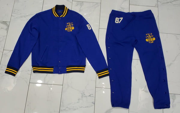 Nwt Polo Ralph Lauren Royal Blue Track Team 067 Button Jacket with Matching Track Team 067 Tear Away Pants - Unique Style