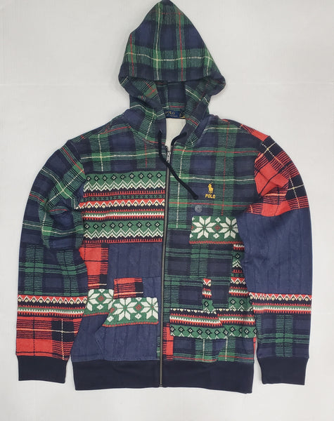 Nwt Polo Ralph Lauren Patchwork Print Fleece Hoodie - Unique Style