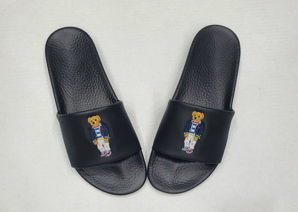 Nwt Polo Ralph Lauren Black Splatter Teddy Bear Slides - Unique Style
