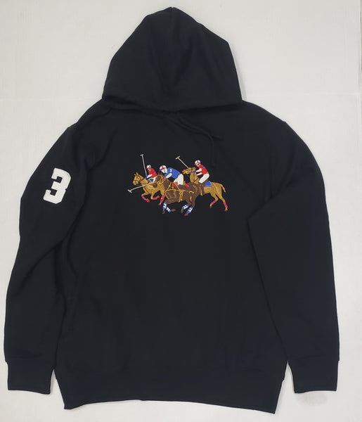 Nwt Polo Ralph Lauren Black #3 Triple Pony Hoodie - Unique Style