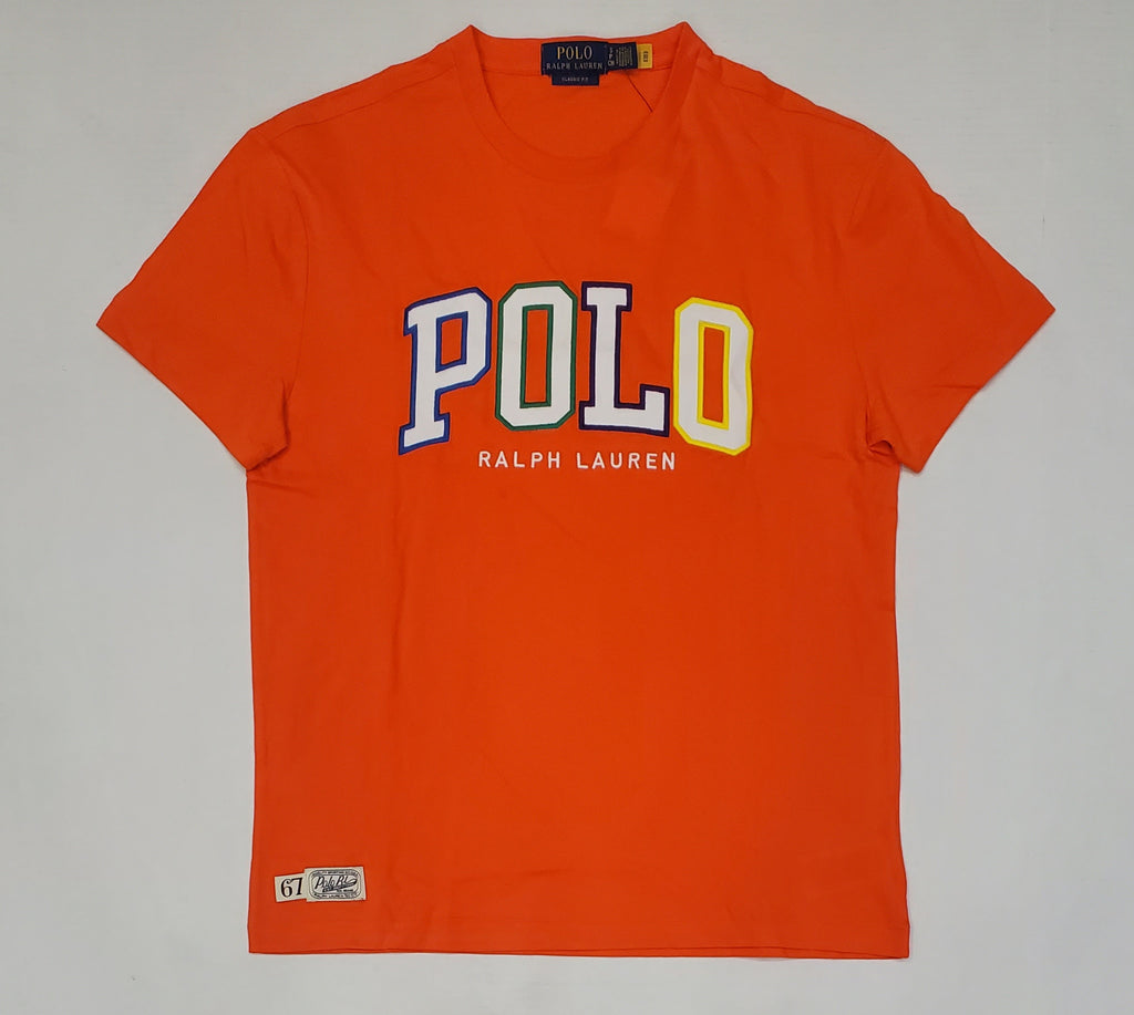 Nwt Polo Ralph Lauren Orange Patch Spellout Classic Fit Tee