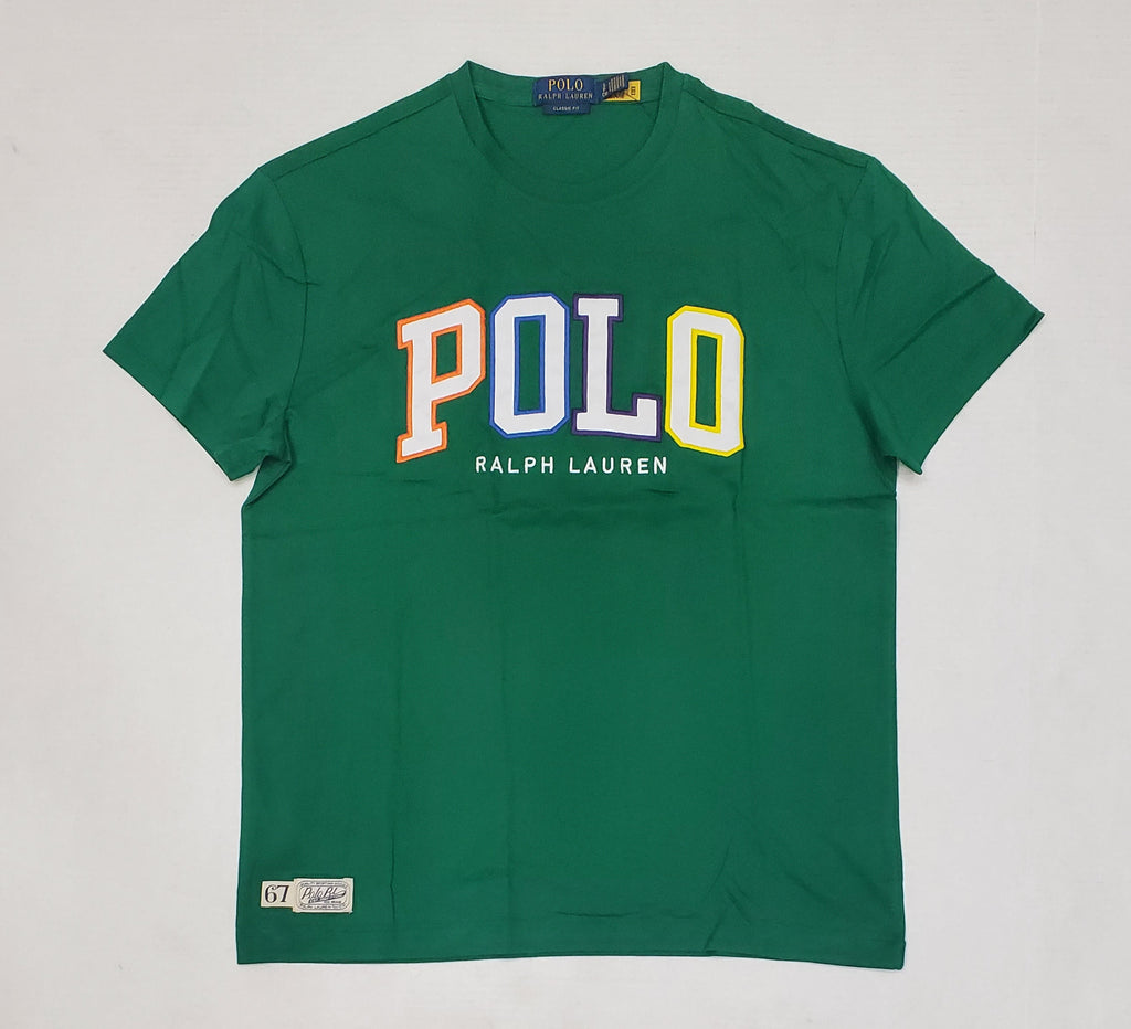 Nwt Polo Ralph Lauren Green Patch Spellout Classic Fit Tee