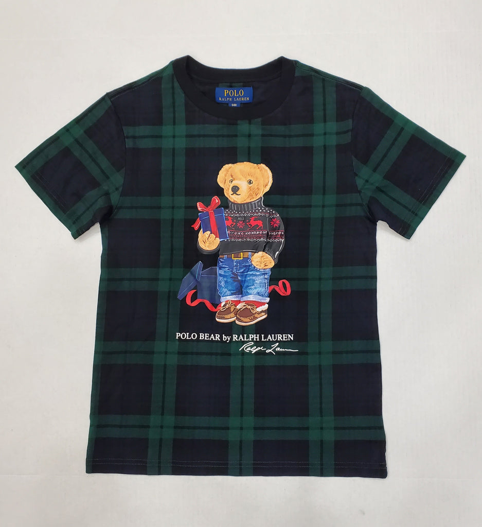 Nwt Kids Polo Ralph Lauren Green Plaid Reindeer Tee (8-20)