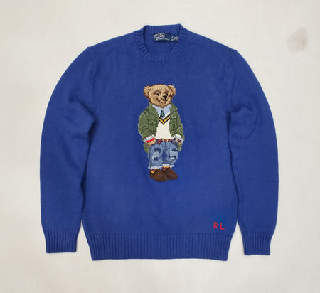 Nwt Polo Ralph Lauren Blue w/Red Horse Shawl Neck Sweater
