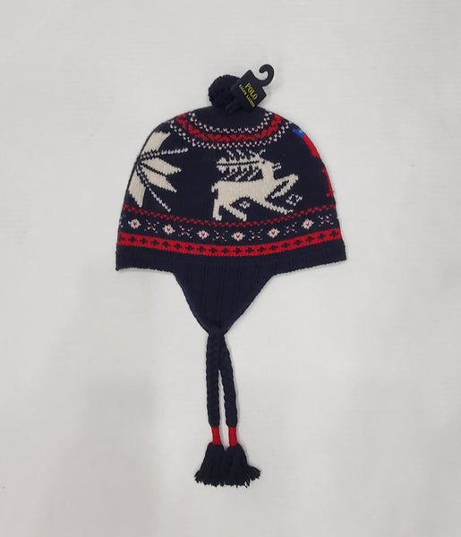 Nwt Polo Ralph Lauren Navy Reindeer Tassel Skully - Unique Style