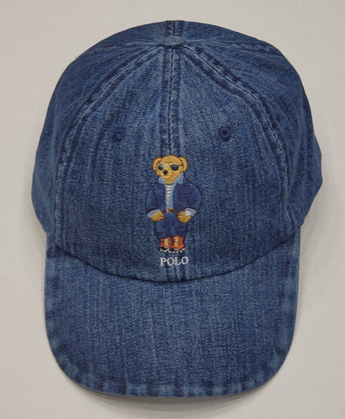 Nwt Polo Ralph Lauren Denim Blue Jean Jacket Adjustable Leather Strap Back Hat