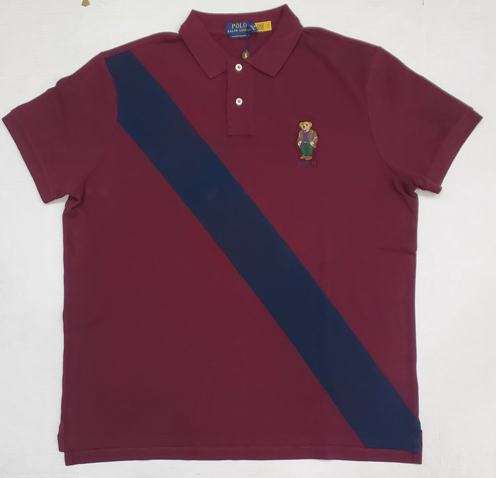 Nwt Polo Ralph Lauren Burgundy Preppy Bear Custom Fit Polo